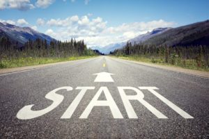 Start line on the highway concept for business planning, strateg